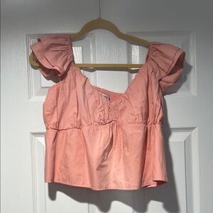 Abercrombie & Fitch Peach Blouse with Puff Sleeves